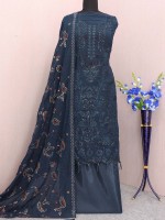 Teal Blue Faux Georgette Pakistani Style Suit